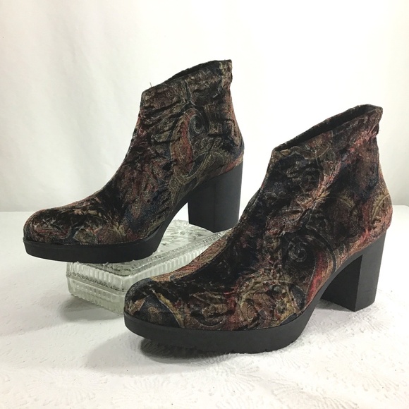 Toni Pons Paisley Velvet Bohemian Booties Shoes - Toni Pons Paisley Velvet Bohemian Booties